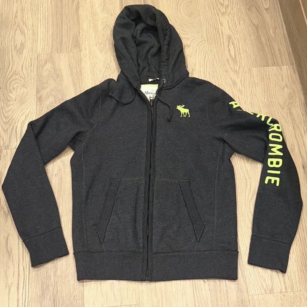 Abercrombie & Fitch Y2K Full Zip Hoodie Muscle XXL Embroidered Logo Sleeve